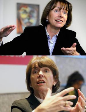 Foto u góry: Burmistrz Kolonii Henriette Reker pokazuje Niemkom, że na taką odległość (czyli wyciągniętej ręki) należy trzymać potencjalnego gwałciciela; Foto na dole: Ta sama pani burmistrz Henriette Reker pokazuje inne wielkości z którymi kobieta powinna sobie poradzić;