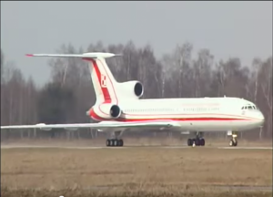 Tu-154M ląduje na Siewiernym 07 kwietnia 2010 r 