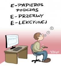 elekcje, e-lekcje, e-papieros, e-przerwa, papieros, lekcja, e-szkoła, szkoła, uczeń, satyra, humor, rysunek satyryczny, widget, galeriawidgeta