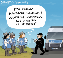 muszkieterowie, muszkieterzy, zakaz, zgromadzenia, policja, mandat, satyra, humor, rysunek satyryczny, widget, galeriawidgeta