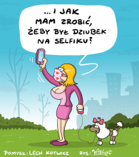 selfie, dziubek, zostańwdomu, maska, maseczka, satyra, epidemia, humor, rysunek satyryczny, galeriawidgeta, widget
